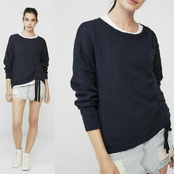 Express Asymmetrical Ruched Pullover Sweater XS - Picture 1 of 1